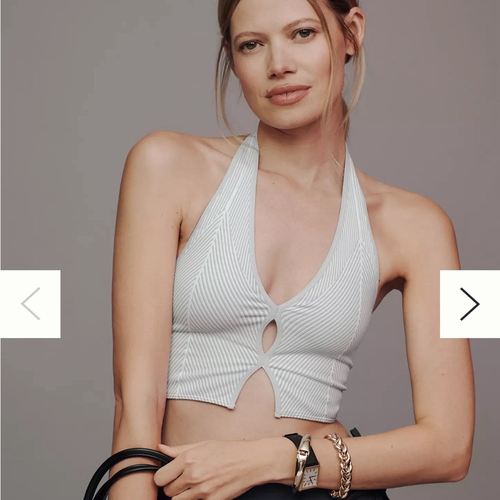 Anthropologie Seamless Halter Rib Vest crop top bra lingerie size L/XL NWT